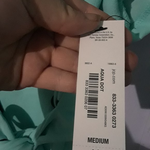 NWT Worthington aqua dot top with tie front - Picture 2 of 2